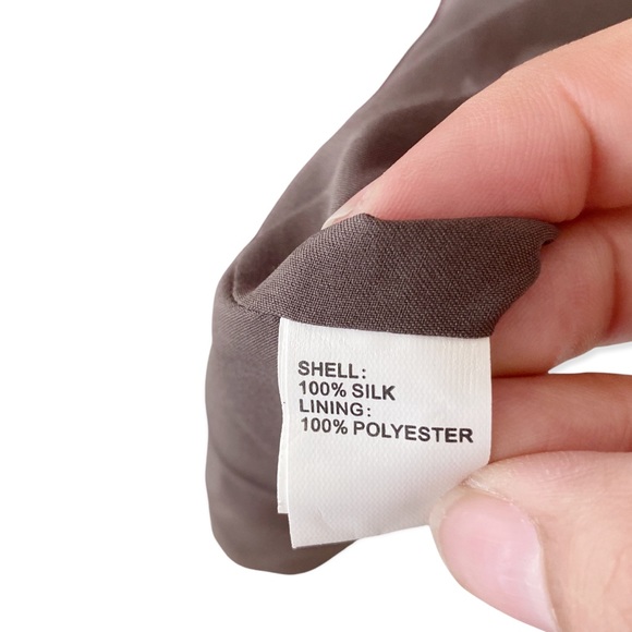 Moncollet 100% Silk Gray Sheath Dress with Pink Pattern Women's Size 2 - Picture 12 of 13